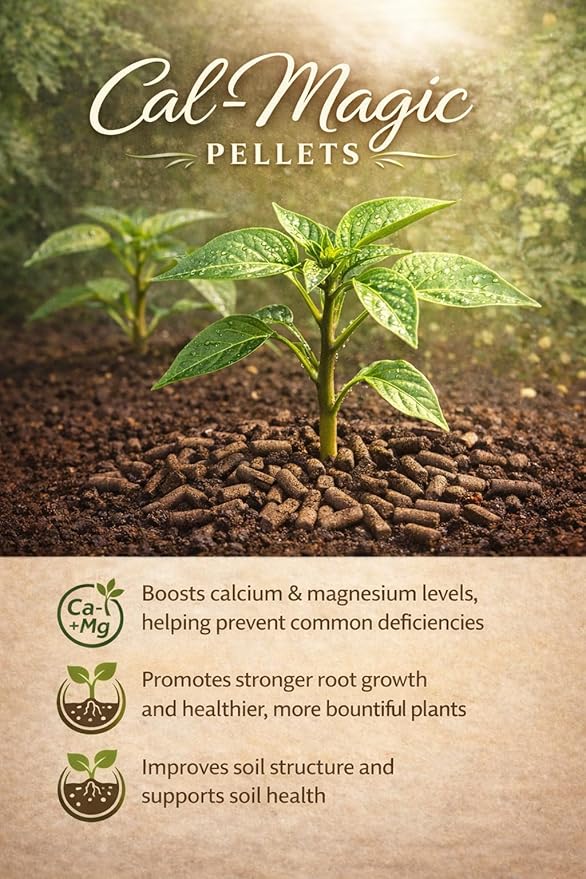 Cal-Magic Pellets, Calcium and Magnesium Supplement and Plant Fertilizer. Organic Easy-to-Apply Pellets, 1.5lb Bag. Kelp, Fish and Crab Meals with Rabbit Manure, Seabird Guano, and Oyster Shell.