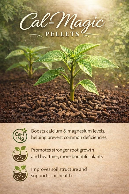 Cal-Magic Pellets, Calcium and Magnesium Supplement and Plant Fertilizer. Organic Easy-to-Apply Pellets, 1.5lb Bag. Kelp, Fish and Crab Meals with Rabbit Manure, Seabird Guano, and Oyster Shell.