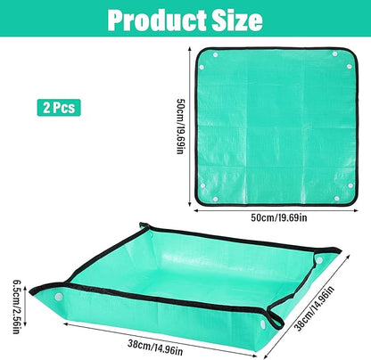 2pcs RepottingWJIAAA 2pcs Repotting Mat for Indoor Plants, 19.6 Mat for Indoor Plants, 19.69in Waterproof Foldable Potting Mats with Mess Control, Gardening Supplies for Transplanting Succulent