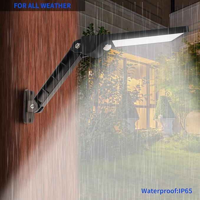 Aqonsie 56LED Solar Flood Light, Outside Security Motion Sensor Lights with Remote, 3 Lighting Modes with Remote for Backyard Gutter Garage Shed 2 Pack