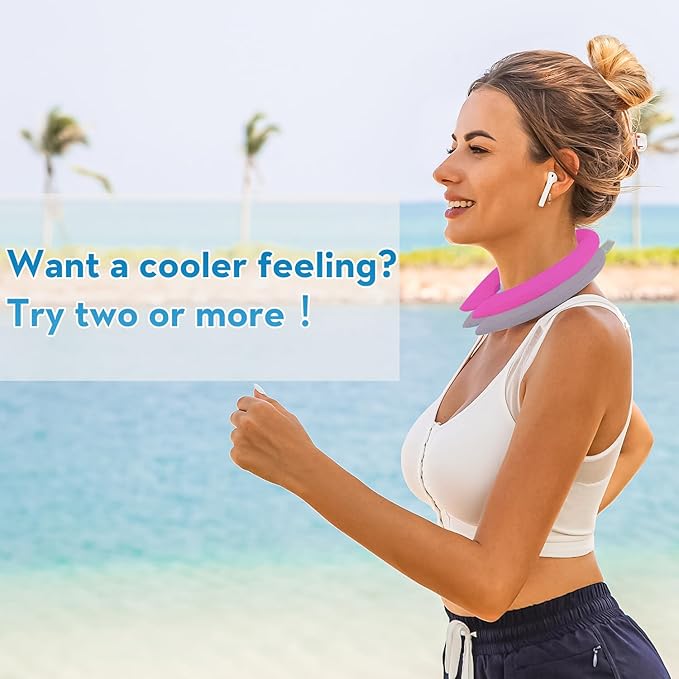 2PCS Neck Cooling Tube with Cold Insulated Bag,Reusable Ice Neck Ring Wearable Body Cooling Products for Summer Heat (Gray*2)