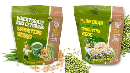 Todd's Seeds - Bundled Wheatgrass Seeds, 1Lb & Mung Bean Sprouting Seeds, 1Lb, Total of 2Lbs