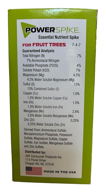 for Fruit Trees. Essential Nutrient Spike formulated to Feed All Types of Fruit Trees (Apple, Peach, Orange, Lemon, Lime, etc.) and Address Common Deficiencies (10 Spikes - 3.2 Lbs)