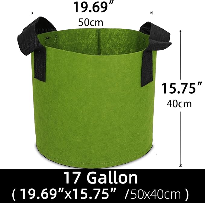 Grow Bags,Growing Pot Bags Garden Grow Bag Indoor Outdoor Fabric Aeration Plant Pot Container Flower Vegetable Pouch (Army Green,17Gallon)