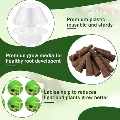 DECYOOL Garden Seed Pods, 48pcs Hydroponic Pods Kit:Grow Anything Kit with 12 Grow Baskets,12 Grow Sponges, 12 Pod Labels,12 Grow Domes