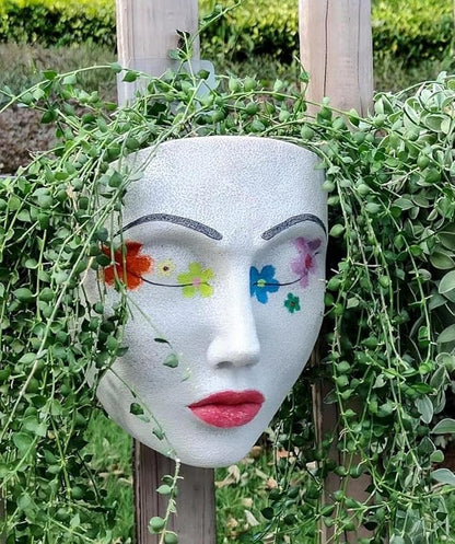 Unique Face Planter Pot - Indoor/Outdoor Wall Hanging, Resin Material