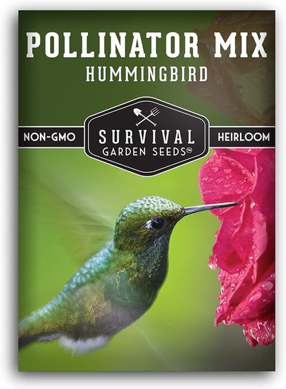Hummingbird Pollinator Mix Wildflower Seed for Planting - Packet with Instructions to Plant and Grow Flowering Plants in Your Home Vegetable Garden - Non-GMO Heirloom Varieties - Survival Garden Seeds