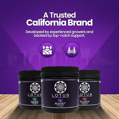 Lotus Nutrients Starter Kit (Bloom, Boost, and Grow) - Most Advanced Plant Nutrients and Bloom Booster - Powder Plant Fertilizer for Soil, Coco Coir, Hydroponics - Plant Food for Any Medium