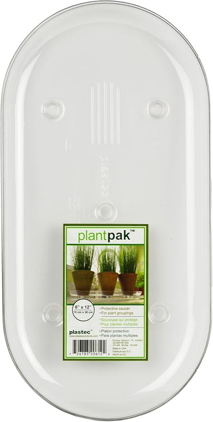 Plastec PLIPAK612 Oval Plantpak Saucer, Clear, 12 inches