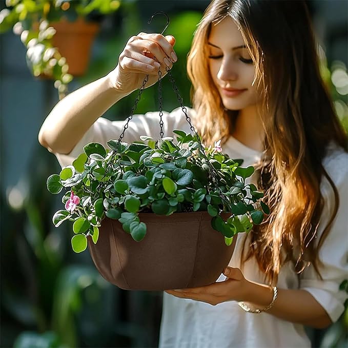 Hanging Planters for Intdoor Plants,3 Pcs12 Inch Hanging Baskets for Plants Outdoor with Rustproof Chain,Breathable Hanging Pots for Orchids Ferns Balcony Porch Decor L 3pcs