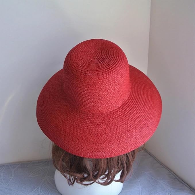 Wide-Brim Classic Elegant Style Foldable Straw Hat Women's Retro UV Resistant Sun Hats for Outdoor, Beach and Travel