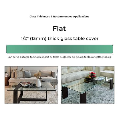 Custom Cut 1/2" Thick - Clear Tempered Glass Cut to Size - Rectangle Replacement for Table Tops, Shelves, Picture Frame with Flat Edge by Fab Glass and Mirror