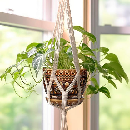 G EPGardening Ceramic Pot for Plants 5.5 Inch - Ceramic Plant Pot with Drainage Hole and Saucer, Boho Round Planter for Indoor Outdoor Plants, Plant Lover Gifts, Office Garden House Decor, Brown