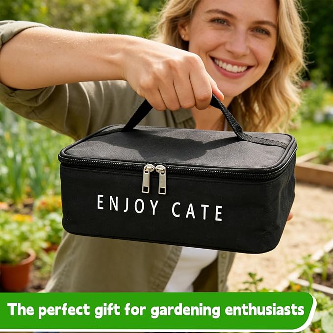 24 Slot Seed Storage Organizer Box with Insulated Bag with Dual Zipper Bag, Garden Seed Organize Sealed Bags and Label Stickers Saving Container Keeper Set for Garden Vegetable Flower Plants