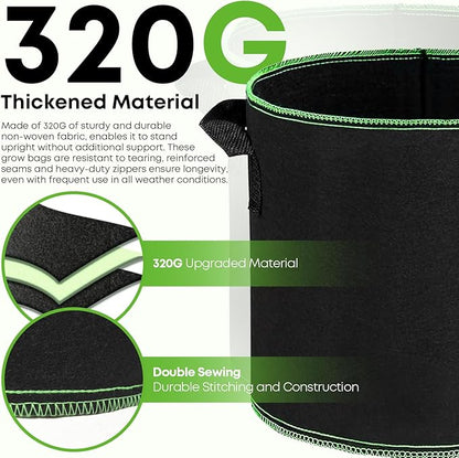 5-Pack 3 Gallon Grow Bags Heavy Duty Container Thickened Nonwoven Fabric Plant Pots with Handles