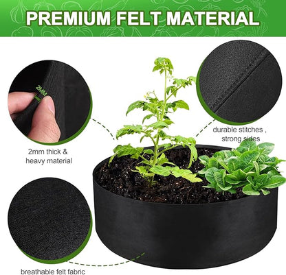 100 Gallon Large Grow Bag, Heavy Duty Fabric Round Raised Garden Bed Planter Pots for Planting Herb Flower Vegetable Potato Plants (50" D x 12" H, Black)