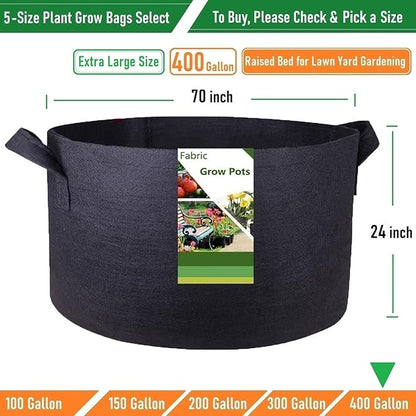 400 Gallon Big Raised Garden Bed Bag (70x24 inch) Large Plant Grow Bag for Tomato,Potato Planter,Herbs Veggies Planter,Flower Bed,Plant Container,Yard Waste,Lawn Debris,Leaf Bag with Gardening Gloves