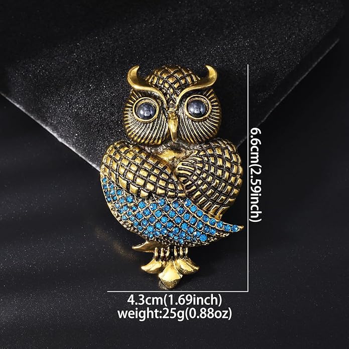 Rhinestone Owl Brooch Pin for Women Cute Big Cartoon Cat Eye Stone Owl Bird Brooch Unique Double Owl Brooch Pin Clothes Bag Hat Dress Jewelry