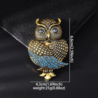 Rhinestone Owl Brooch Pin for Women Cute Big Cartoon Cat Eye Stone Owl Bird Brooch Unique Double Owl Brooch Pin Clothes Bag Hat Dress Jewelry