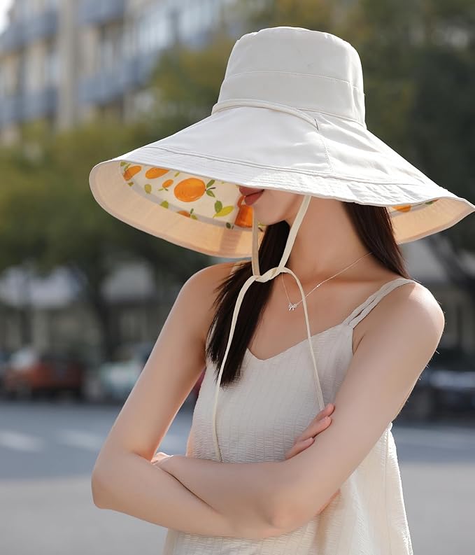 Wide Brim Women Sun Hat Summer Beach Bucket Fishing Hats Metal Wired Edge Packable UV Protection for Hiking Garden Travel