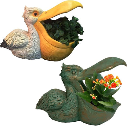 Homestyles 18 in. Pelican Planter and Shell Holder Beach Collectible Statue