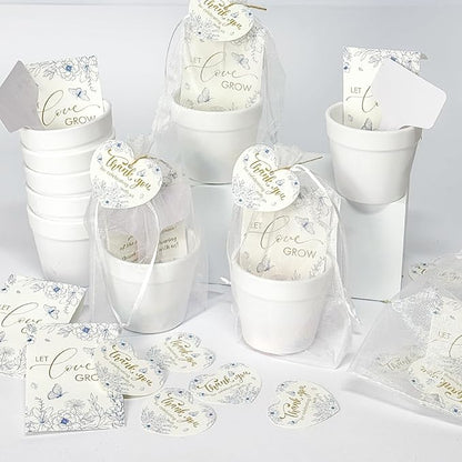 Cinrobiye 50 Sets Let Love Grow Wedding Favors for Guests Seed Packet Bags (Seed Not Include) with Tags & Labels Flowerpot for Bridal Shower Party Favors Bulk Wedding Souvenirs for Guests(Blue Floral)
