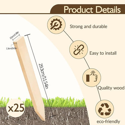 25 Pcs Wood Stakes 12 Inch Wooden Garden Stakes, Grade & Survey Stakes Sign Posts for Plant Support, Silt Fence, Yard Marking, Farm Boundaries, and Baselines