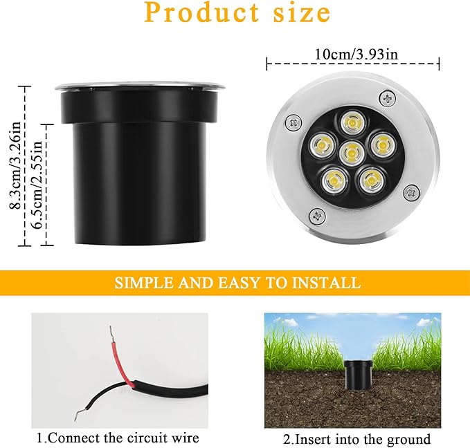 Low Voltage In-Ground LED Well Lights Landscape Lighting 6W 12V 24V Outdoor Landscape Light Waterproof IP67 Pathway Driveway Deck Step Fence Garden Lights