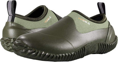HISEA Unisex Waterproof Garden Shoes, Men's Rubber Rain Boots Women's Ankle Rain Shoes Neoprene Camp Booties Outdoor Slip-On Footwear for Gardening, Farming, Camping, Car Wash, Lawn Care and Yard Work