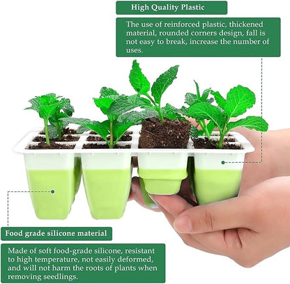 Seed Starter Tray, Seed Starting Trays with Adjustable Ventilation Humidity Planting Pot Plant Starter Kit Greenhouse Propagator Biodegradable Seedling Germination Trays Xmas (Green)