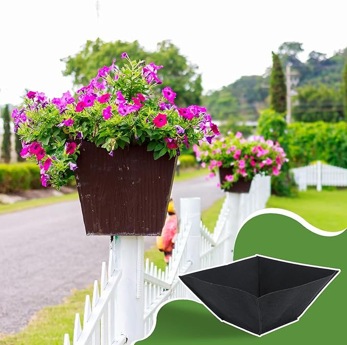 4 Pcs 14inch Fabric Square Hanging Basket Liners Black Square Breathable Felt Replacement Liners Durable Felt Liner for Wall Hanging Flower Basket and Garden Flower Pot
