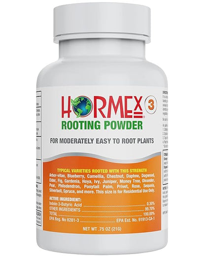 Hormex Rooting Powder #3 (0.30% IBA) for Common Houseplants, Flowers & Garden Varieties - Starter Strength Root Powder, Root Stimulator for Plants, Rooting Hormone for Cuttings, Cloning & Propagation