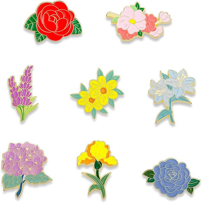 8PCS Flower Enamel Pins Bulk, Cute Enamel Pins, Kawaii Pins, Colorful Lapel Pins Badges for Hats Clothing, Colorful Brooch Lapel Pins for Backpacks Jewelry Gift Decorations Party Accessories for Women