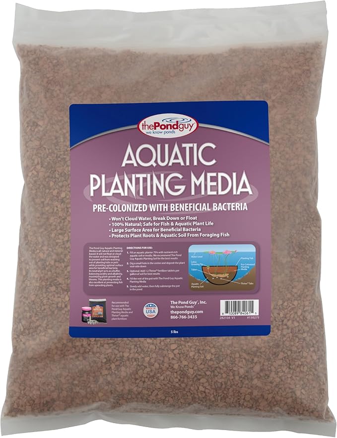 The Pond Guy Planting Media, Outdoor Water Garden Plant Medium, Grow Lily, Lotus & Aquatic Plants, Substrate Seeds Beneficial Microbes, 4 Quarts (1x 4qt/Approx. 6 lb Bag)