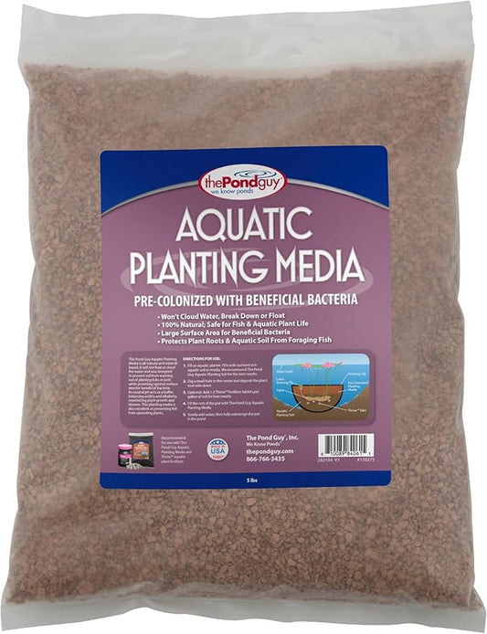 The Pond Guy Planting Media, Outdoor Water Garden Plant Medium, Grow Lily, Lotus & Aquatic Plants, Substrate Seeds Beneficial Microbes, 4 Quarts (1x 4qt/Approx. 6 lb Bag)