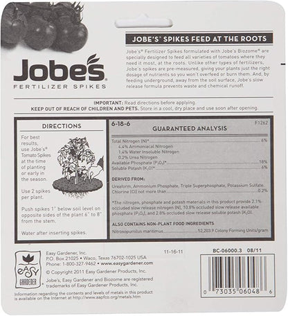 Jobe’s Fertilizer 06000, Spikes, for All Tomato Plants, 18 Spikes (Pack of 2)