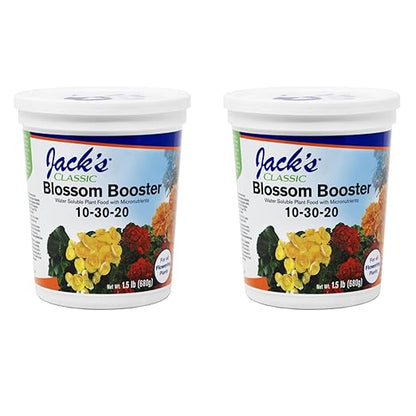 Jack's Classic 10-30-20 Blossom Booster Water-Soluble Fertilizer with Micronutrients for Increasing Color and Quantity of Blooms in Flowering Plants, 1.5lbs, 2 Pack