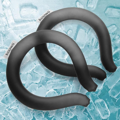 2-Pack Reusable Neck Cooling Tubes with Insulated Bag – Fast Freeze Ice Neck Wraps for Hot Weather, Sports & Outdoor Use, Eco-Friendly Ice Ring for Instant Cooling Relief Size M (Black, Set of 2)