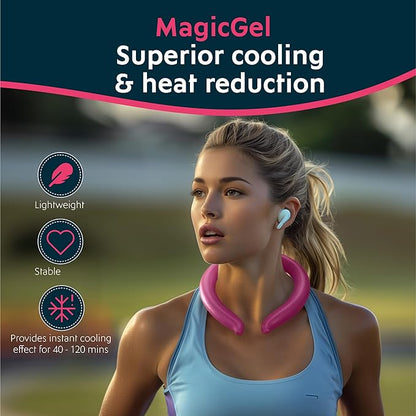 Magic Gel Neck Ring Coolers - Wearable Neck Cooling Ice Pack - Reusable Cool Body Cooler Tube - Cold Gel Wrap Ice Packs for Necks - Perfect for Athletes or Outdoor Workers - Pink
