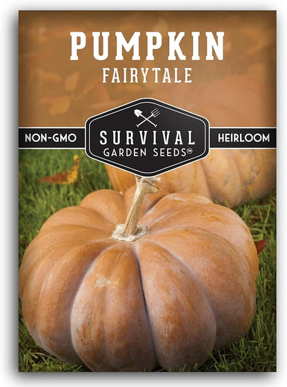 Fairytale Pumpkin Seeds for Planting | Musquée de Provence Heirloom Cucurbita Moschata - Sweet Flavor Pumpkins for Storage, Pies, Soups, Fall Décor - Survival Garden Seeds (1 Pack)