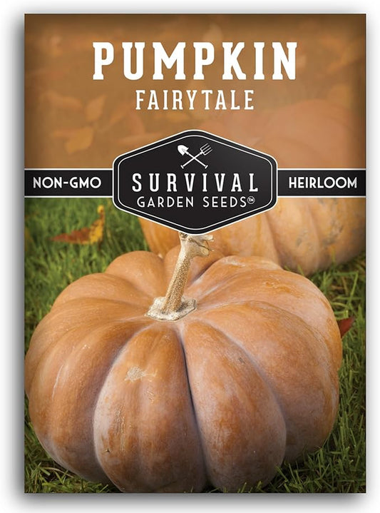 Fairytale Pumpkin Seeds for Planting | Musquée de Provence Heirloom Cucurbita Moschata - Sweet Flavor Pumpkins for Storage, Pies, Soups, Fall Décor - Survival Garden Seeds (1 Pack)