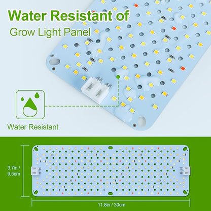 4Pack Panel Grow Lights for Indoor Plants, Seed Starting, Vegetables, Pot Plants, Bonsai with Timer, Ultra-Thin Under Cabinet & Shelf Full Spectrum LED Plant Growing Lamps, Multi-Panels Free Connect