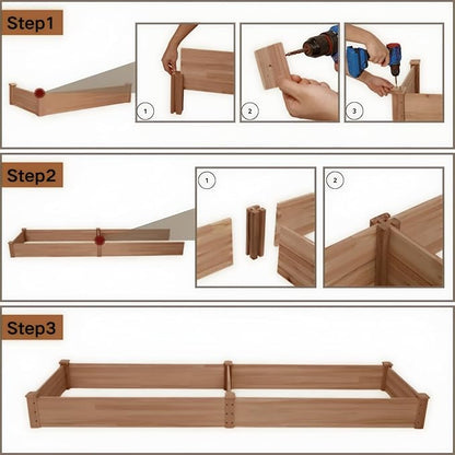 8x2ft Outdoor Wooden Raised Garden Bed,Elevated Planting Planter Box for Vegetables/Garden/Lawn/Patio,Acorn Brown, 96 x 24 x 9in
