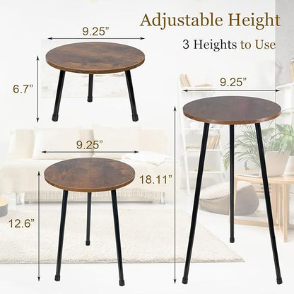 ARTORA Indoor Plant Stand, Mid Century Wood Plant Stool Adjustable Corner Tall Plant Sand Wooden Small Round End Table 18 Inch Plant Holder for Flower Pots Modern Home Decor (Brown)