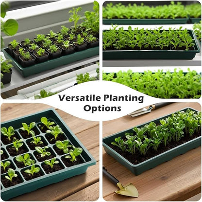 1020 Nursery Pots Trays 5 Pack, Plastic Flat Seed Starter Trays, Durable Seedling Potting Tray for Carrying and Holding Planting Pot (Green)