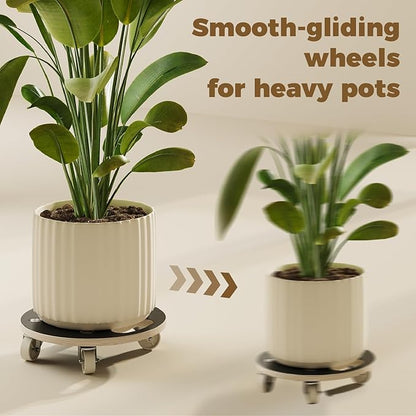 Bamworld Plant Caddy with Wheels 15 Inch Heavy Duty Rolling Plant Stand for Large Potted Plants 550 lbs Capacity Plant Dolly with Wheels Plant Rollers Base for Indoor Outdoor Large Planter Flower Pot