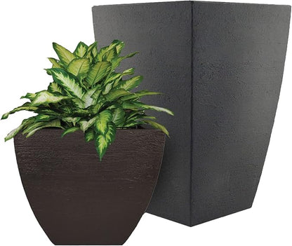 Tusco Products MSQ16SL Modern Square Garden Planter, 16-Inch, Slate