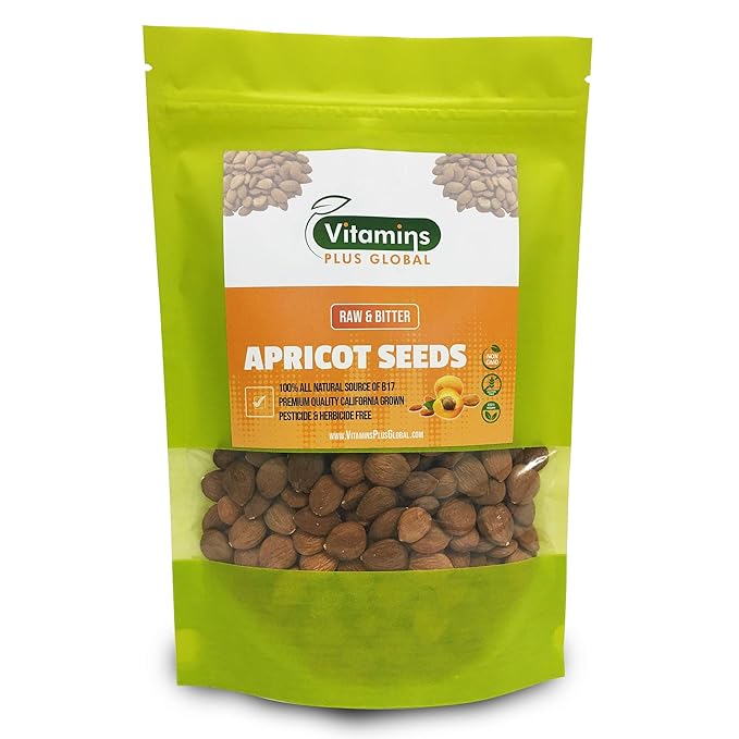 Bitter Apricot Seeds/Kernels, Natural Source of Vitamin B17, Large and Raw, Vegan, Non GMO California Grown, In a Recyclable Stay Fresh Resealable Pouch 1lb