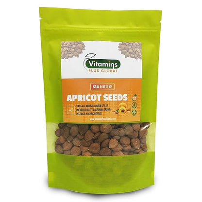 Bitter Apricot Seeds/Kernels, Natural Source of Vitamin B17, Large and Raw, Vegan, Non GMO California Grown, In a Recyclable Stay Fresh Resealable Pouch 1lb