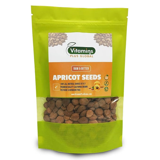 Bitter Apricot Seeds/Kernels, Natural Source of Vitamin B17, Large and Raw, Vegan, Non GMO California Grown, In a Recyclable Stay Fresh Resealable Pouch 1lb